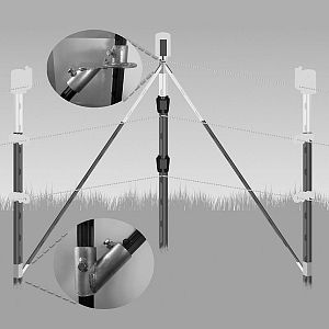 Profi sada chytrý elektrický ohradník pro koně 120 ks kovových T-sloupků 182 cm, RF zdroj 2 J