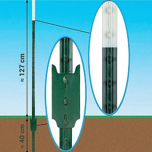 Sada T-sloupky pro elektrický ohradník 167 cm + krytky s izolátorem - 50 ks