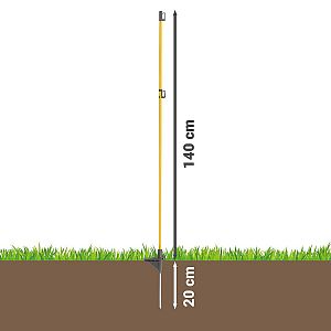 Sklolaminátová oválná tyčka pro elektrický ohradník 160 cm, nášlap a hrot, 3 izolátory